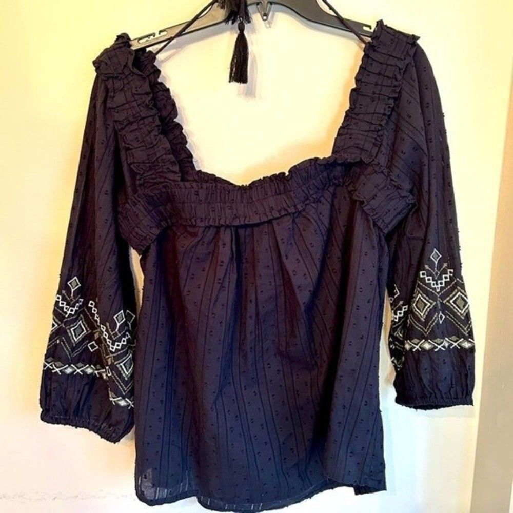 Cupio precious %100 cotton boho embroidery square neck blouse. NwT. Medium